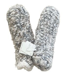 NWT Grey and White Lemon Slippers - Size S/M
